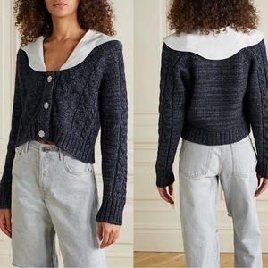 Ganni Poplin Collar Cropped Cardigan- NWT‎ XL